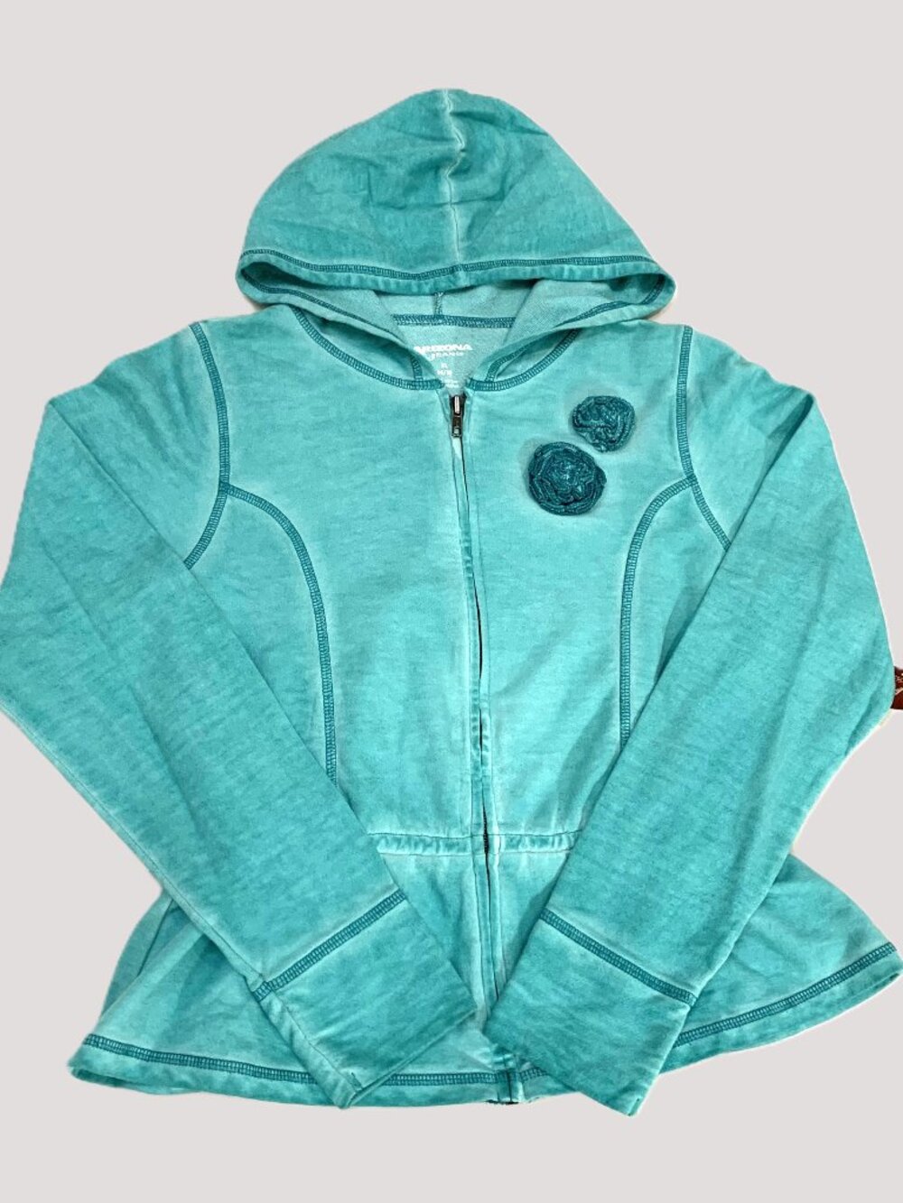 NEW Arizona Girls Jacket Zip-Up Hoodie Lightweight 100% Cotton Teal Size 14/16
